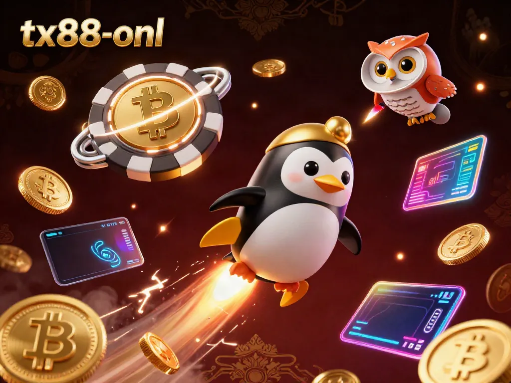 Play and win at tx88-onl with dynamic games featuring golden coins, vibrant casino elements, and crypto inspirations.