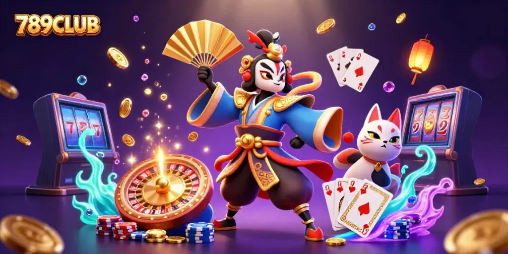 Experience thrilling gameplay with 789CLUB featured in a captivating casino illustration.