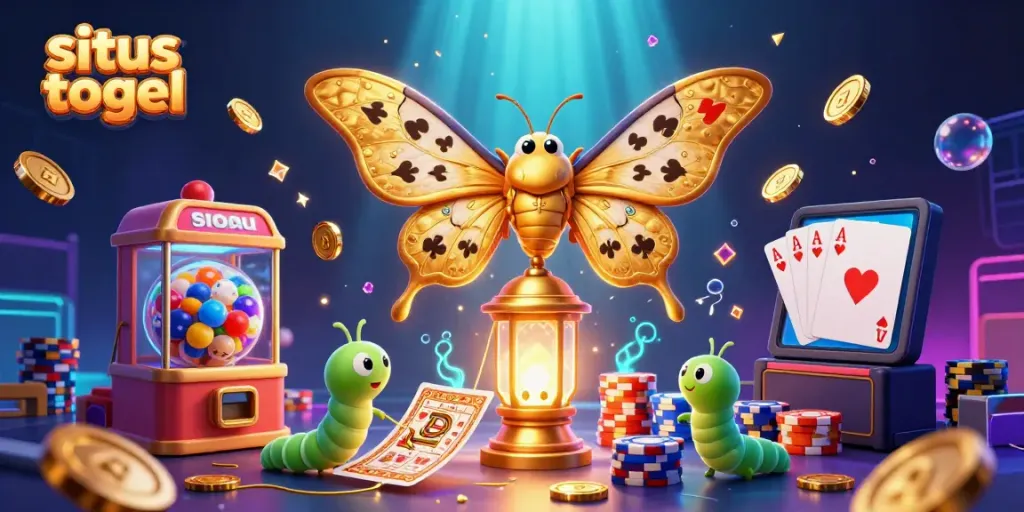 Exciting situs togel scene showcasing a vibrant lottery theme with golden coins and colorful balls.