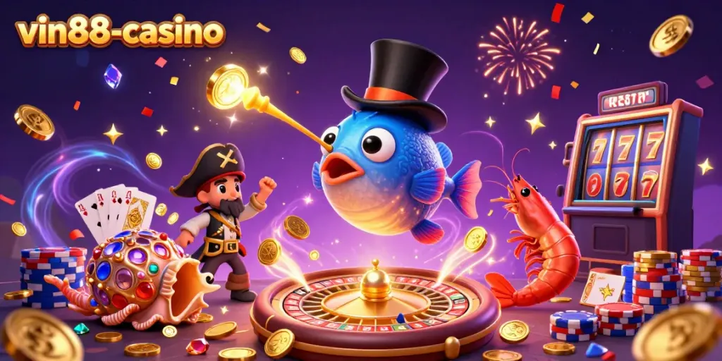 Experience thrilling gaming action with vin88-casino's vibrant underwater scene showcasing excitement and rewards.