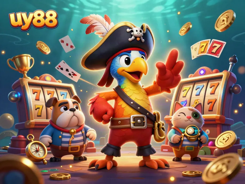 Engage in thrilling jackpot action at uy88 with vibrant themed 3D illustrations of characters and gaming elements.