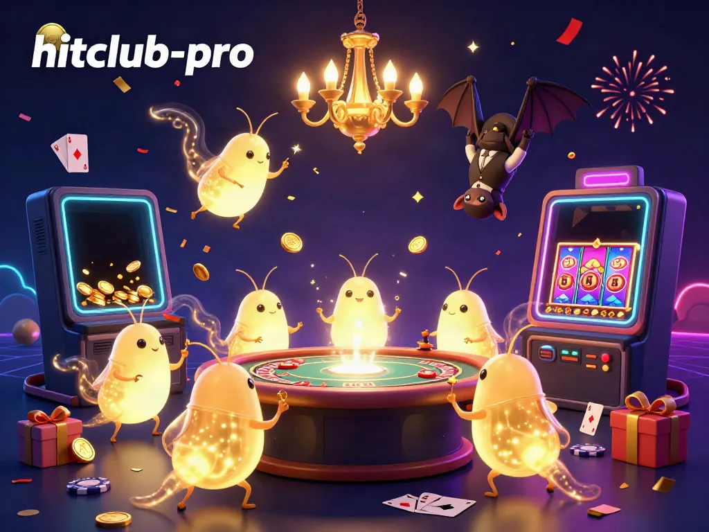 Engage in thrilling casino action with hitclub-pro's vibrant glowworm illustration showcasing an exciting gameplay atmosphere.