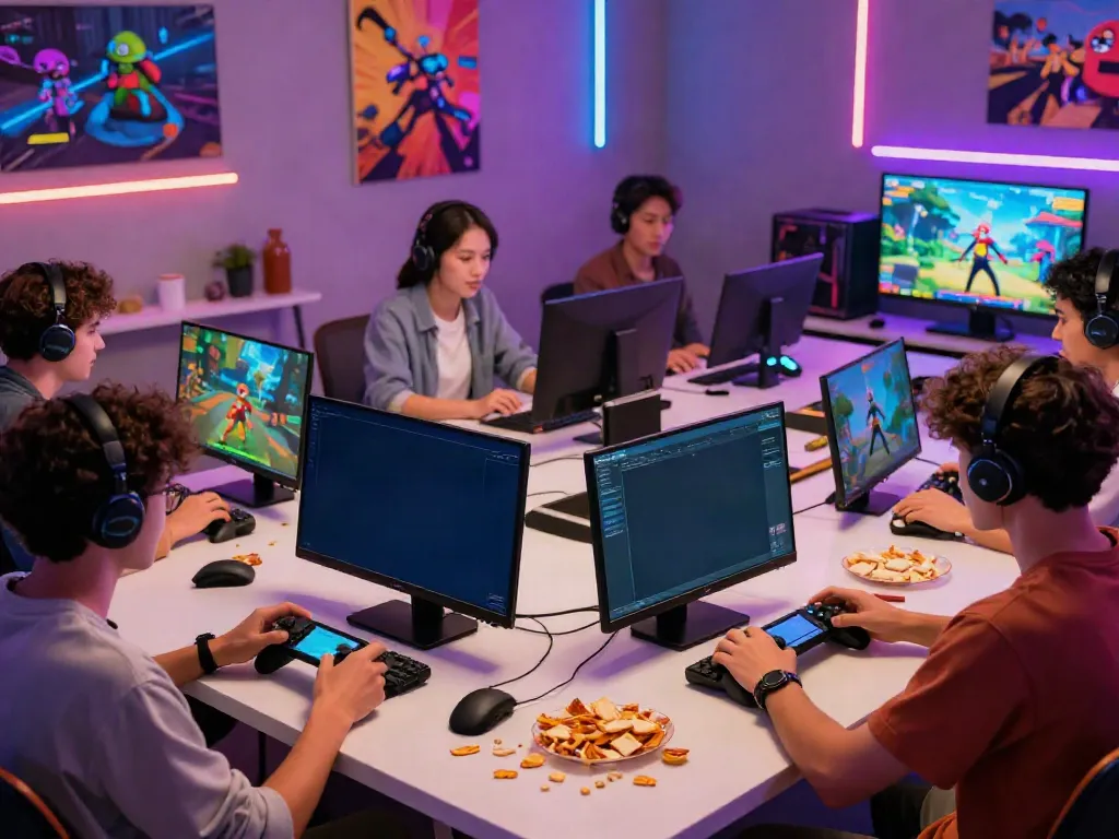 Friends playing games together on kilat404 platform in a lively environment.
