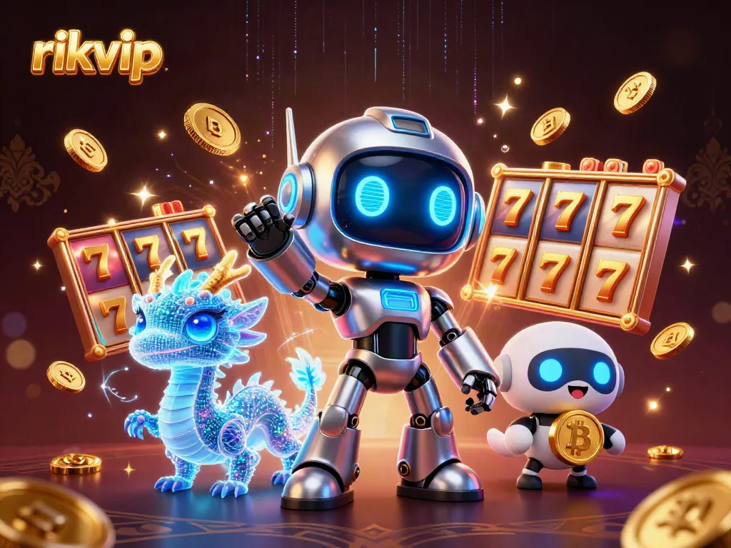 Engage with rikvip's exciting casino experience featuring vibrant 3D characters and dynamic slot game elements.