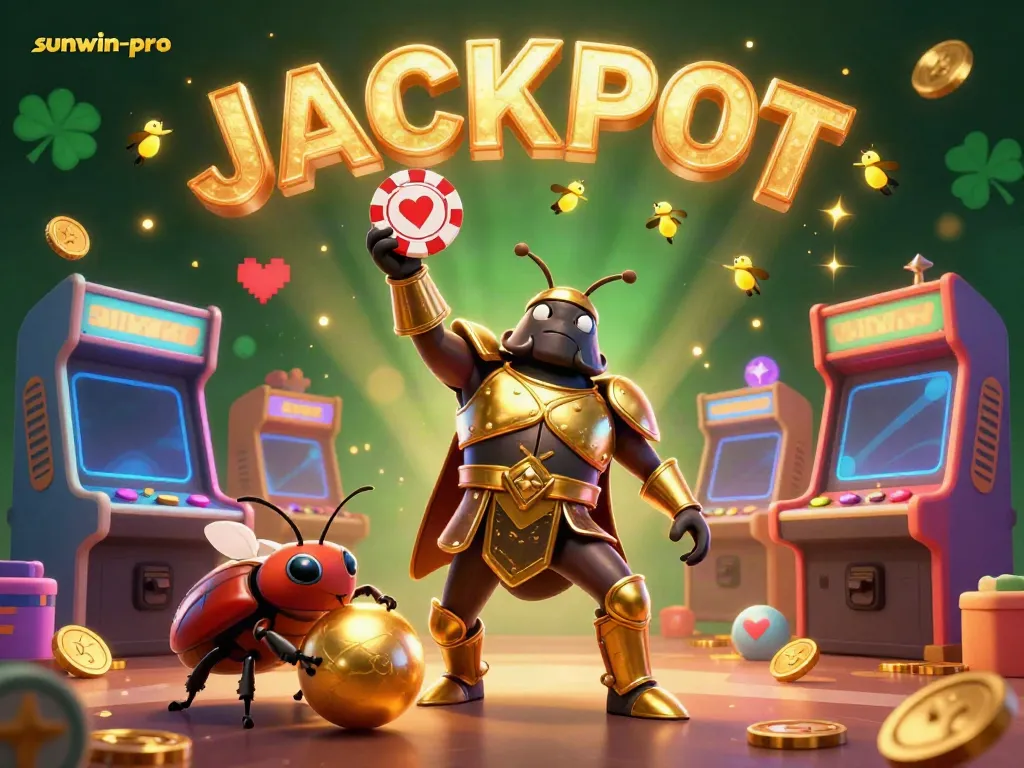 Experience winning moments with sunwin-pro as cartoon characters celebrate big wins in a vibrant casino scene.