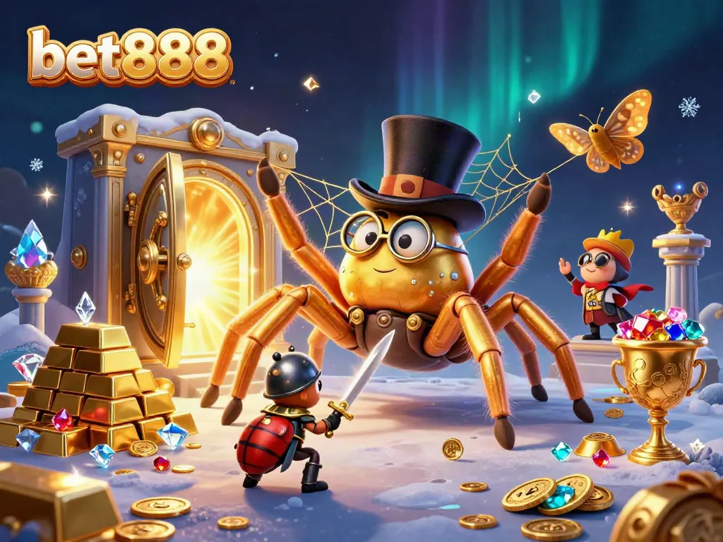 Engage with the exciting world of bet888 featuring a dynamic casino scene full of golden treasures and whimsical characters.