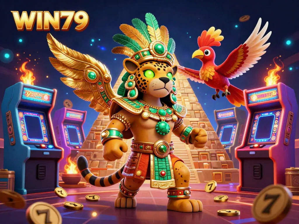 Experience WIN79 gaming excitement with colorful slot machines and vibrant 3D characters.