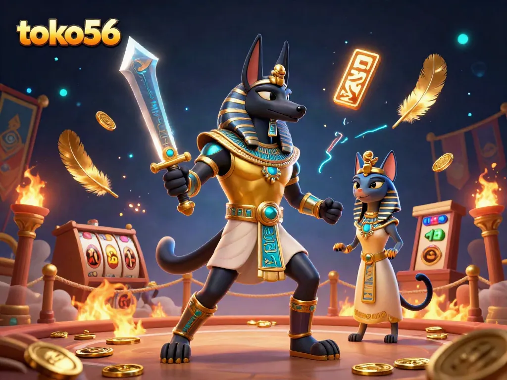 Join the exciting action at toko56 with Anubis and Bastet in a lively gaming environment.