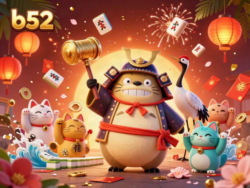 Celebrate your wins at b52 with a vibrant festival scene showcasing luck and joy in a lively casino atmosphere.
