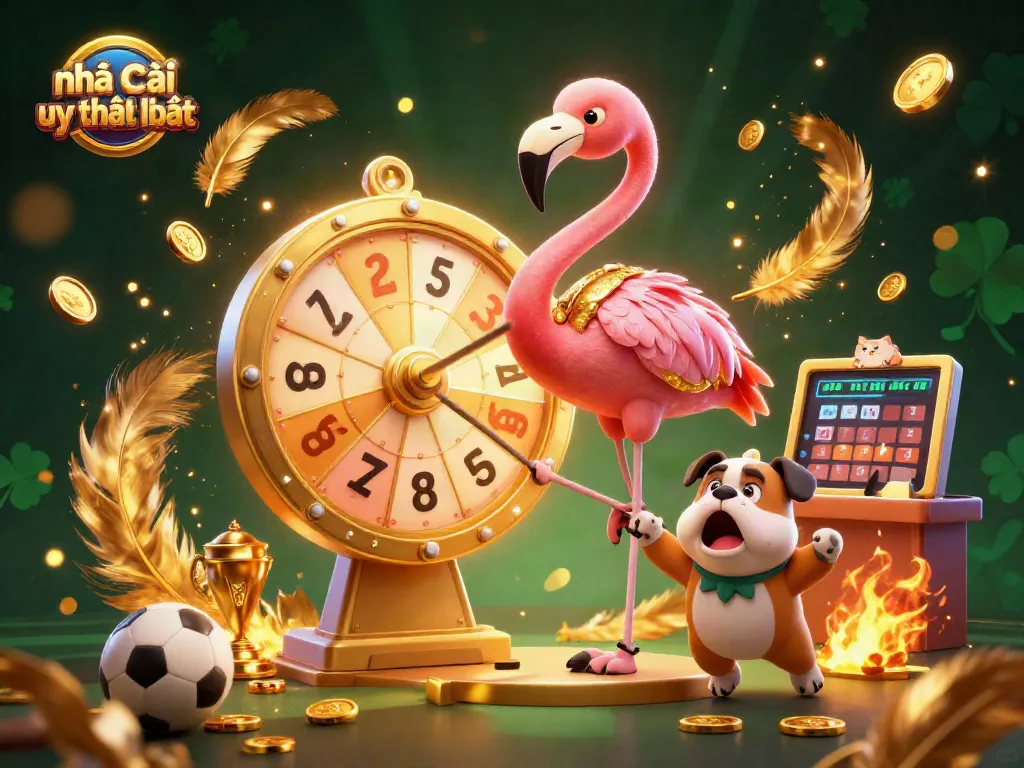 Engage in the excitement of nhà cái uy tín nhất with vibrant casino action, featuring a playful flamingo host and dynamic sports betting elements.