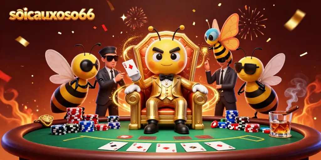 Experience high-stakes poker action with soicauxoso66 as the bumblebee mob boss commands his realm.